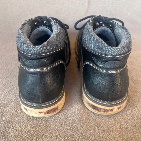 Hawker Rye Mens Black Leather Dress Boots Chukka Ankle Lace Vintage Look Mens 10 - Picture 5 of 7